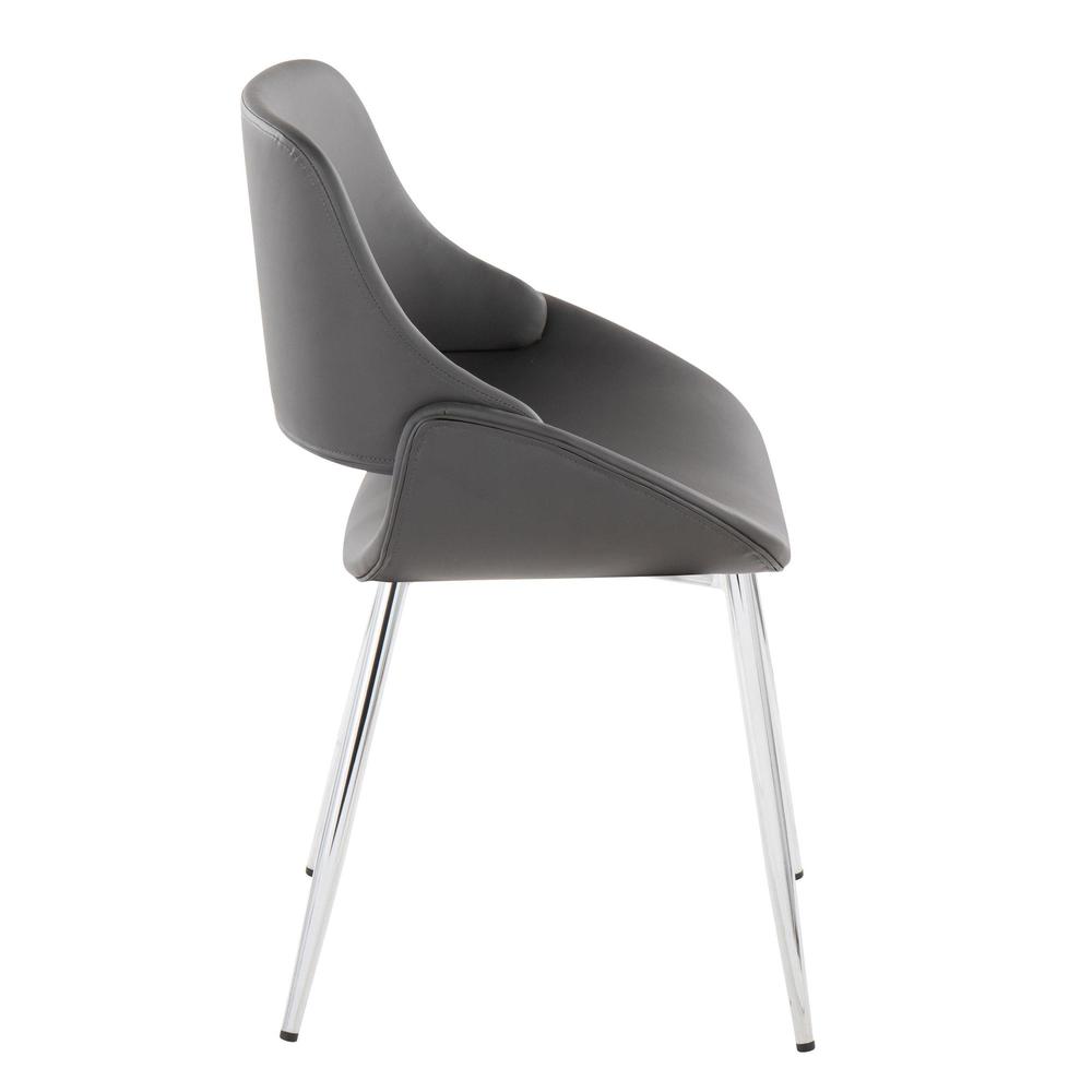 Chrome Metal, Grey PU Fabrico Chair - Set of 2. Picture 3