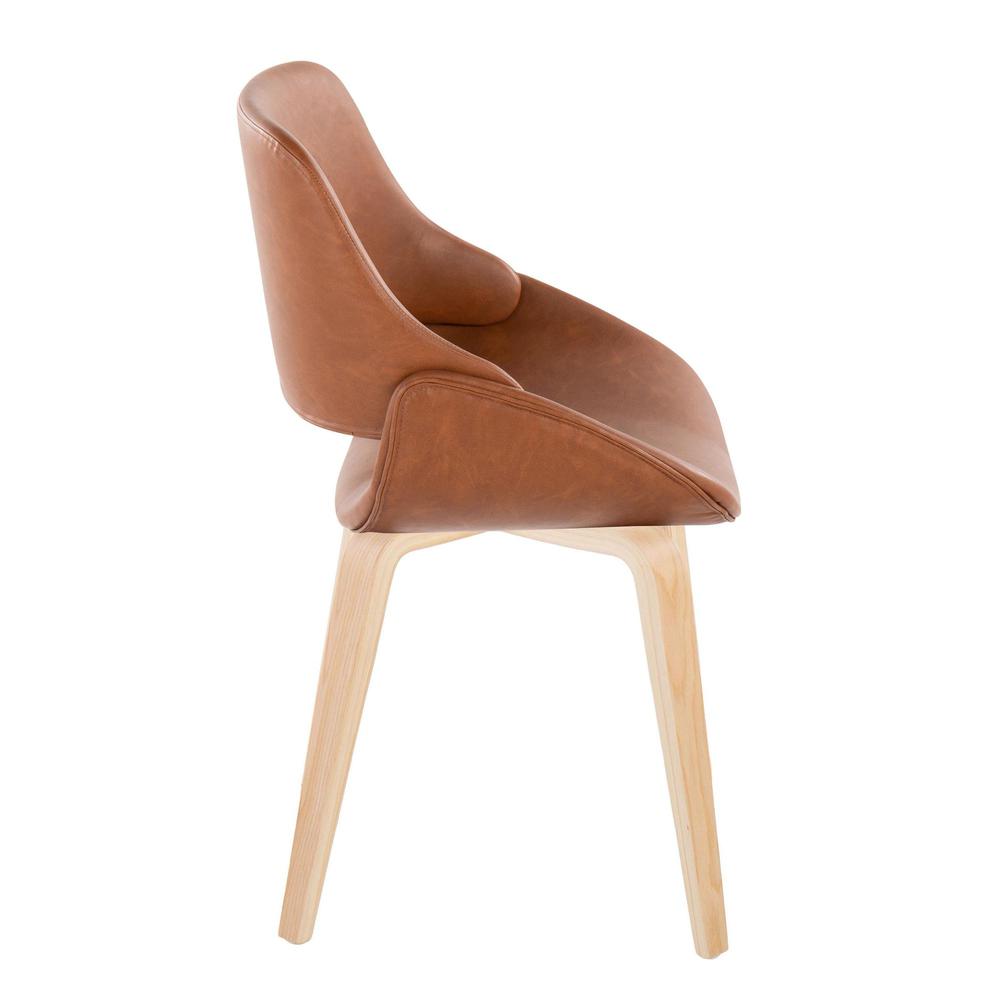 Natural Wood, Camel PU Fabrico Chair - Set of 2. Picture 3