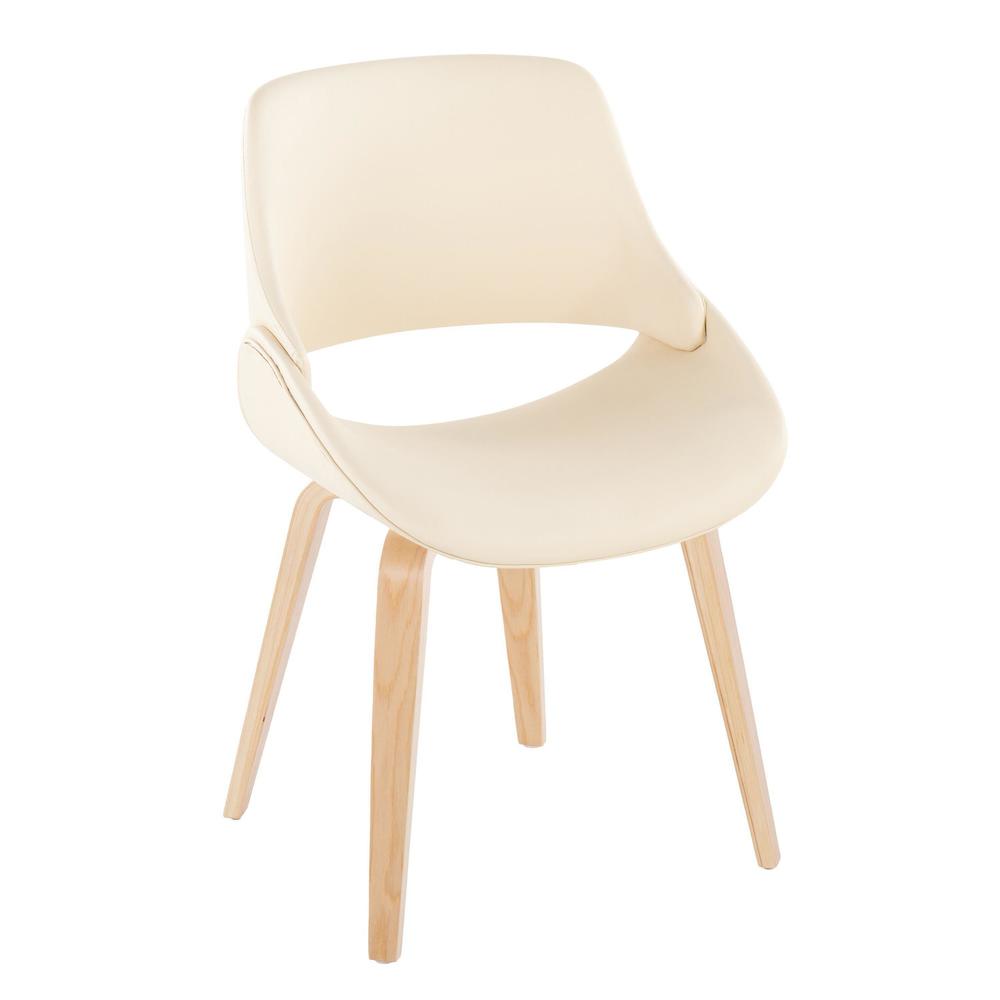 Natural Wood, Cream PU Fabrico Chair - Set of 2. Picture 2
