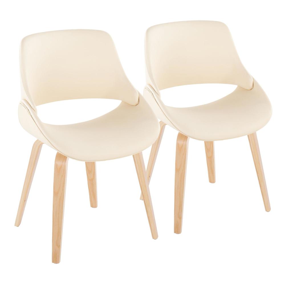 Natural Wood, Cream PU Fabrico Chair - Set of 2. Picture 1