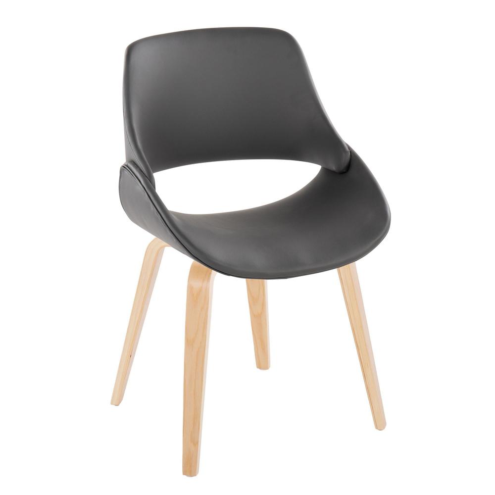 Natural Wood, Grey PU Fabrico Chair - Set of 2. Picture 2