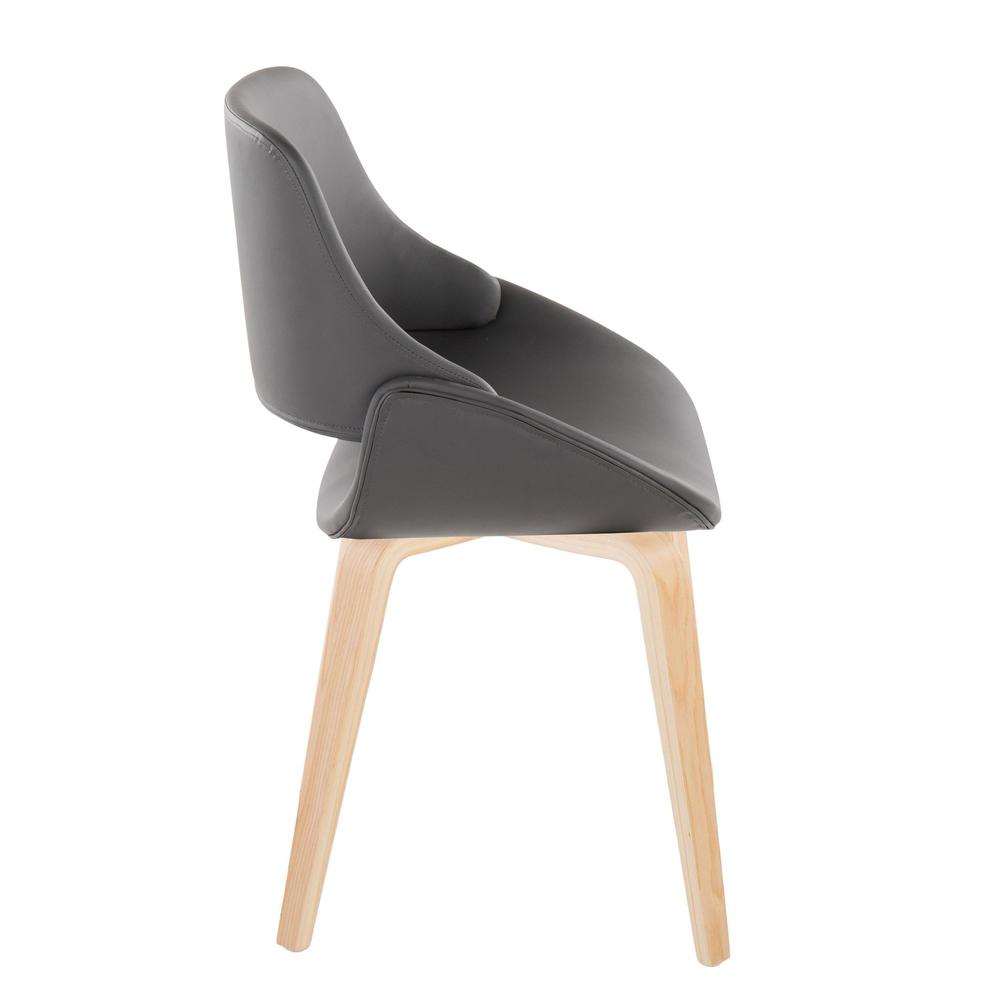 Natural Wood, Grey PU Fabrico Chair - Set of 2. Picture 3