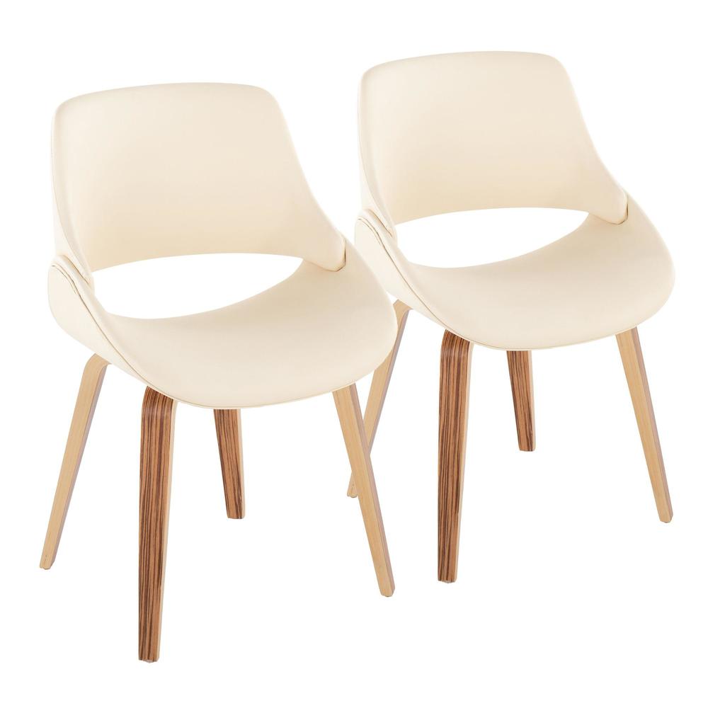 Zebra Wood, Cream PU Fabrico Chair - Set of 2. Picture 1