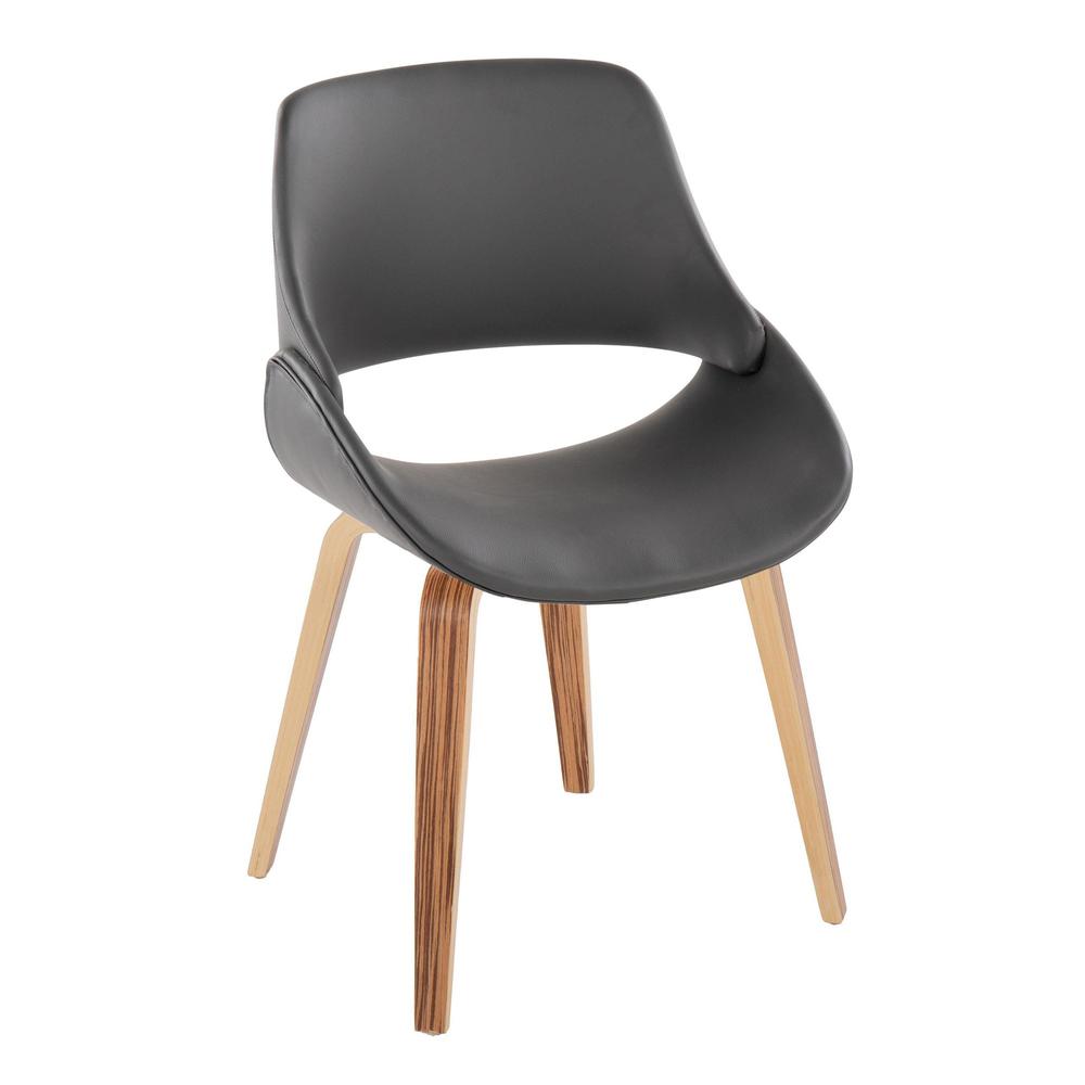 Zebra Wood, Grey PU Fabrico Chair - Set of 2. Picture 2