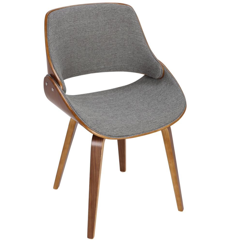 Walnut Wood, Grey Fabric Fabrizzi Chair - Set of 2. Picture 7