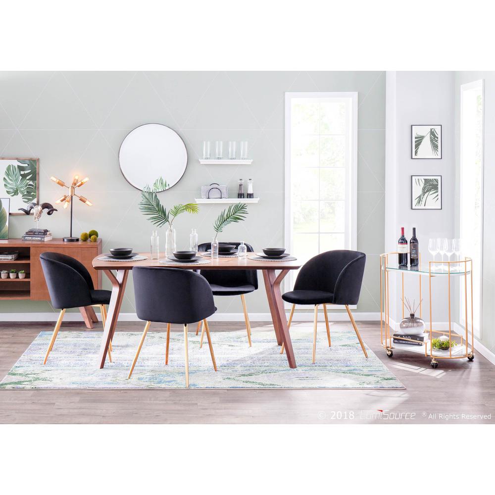 Gold Metal, Black Velvet Fran Chair - Set of 2. Picture 8