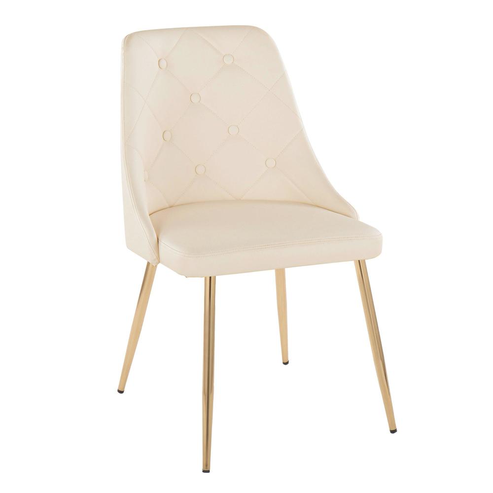 Gold Metal, Cream PU Giovanni Chair - Set of 2. Picture 2