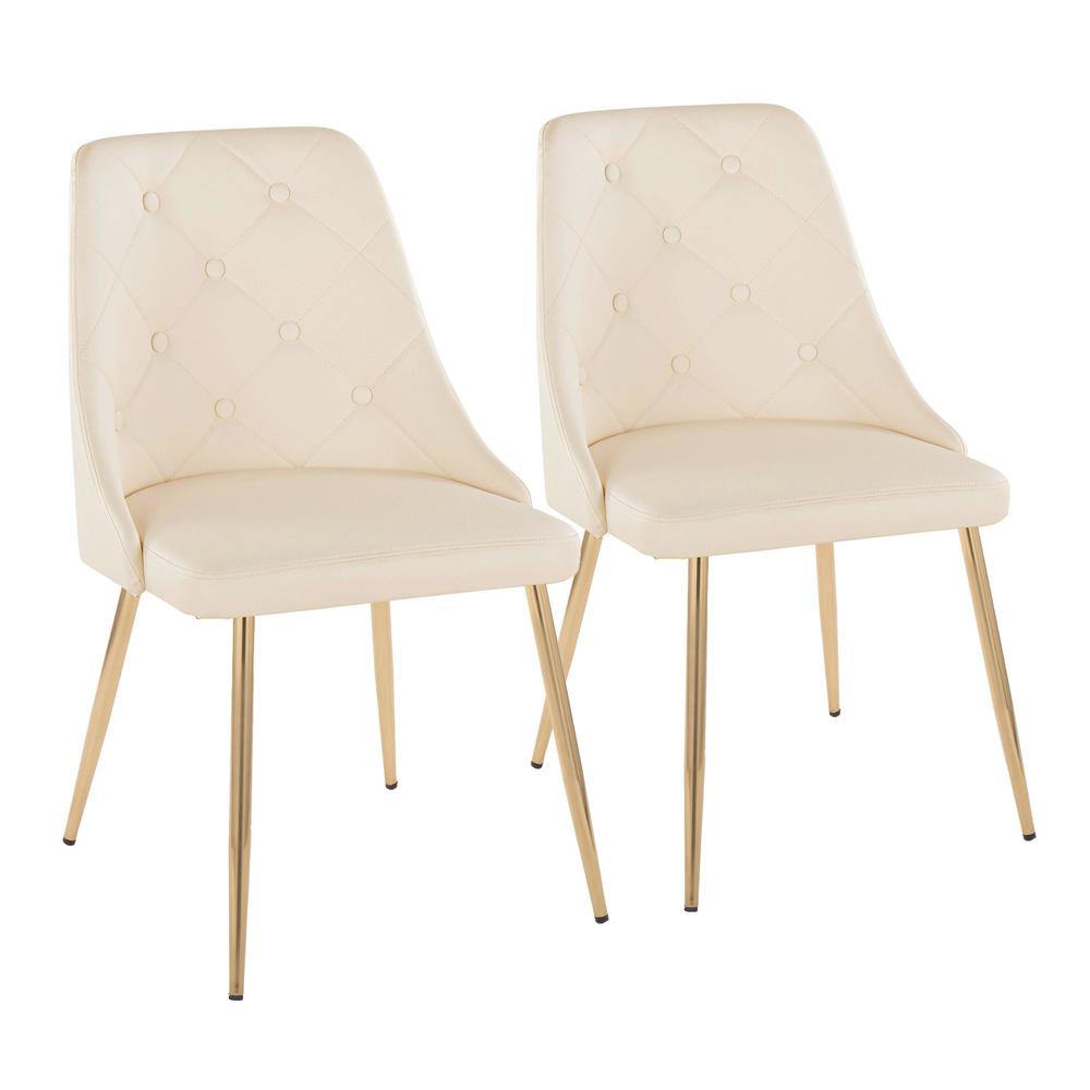 Gold Metal, Cream PU Giovanni Chair - Set of 2. Picture 1