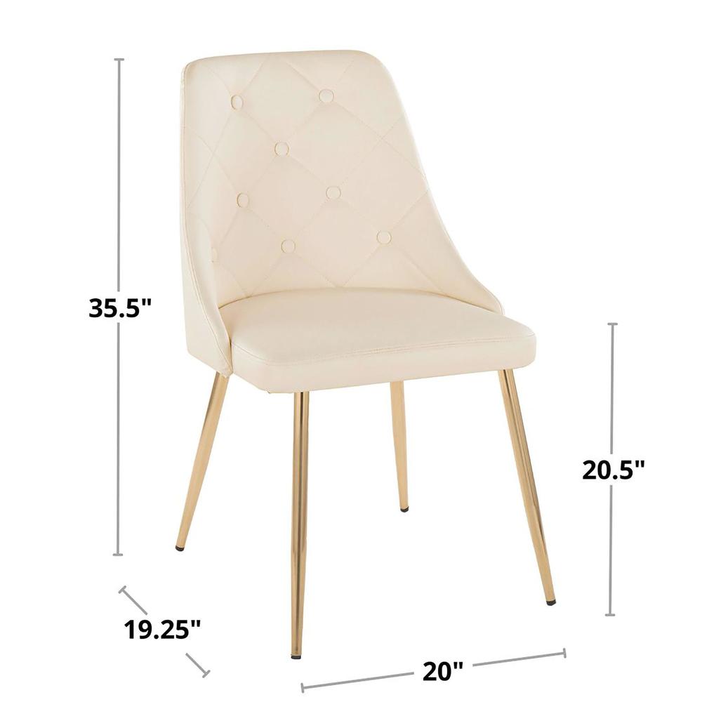 Gold Metal, Cream PU Giovanni Chair - Set of 2. Picture 7