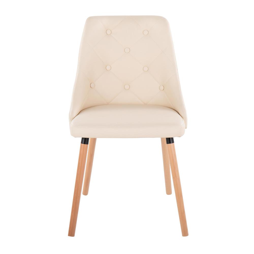 Natural Wood, Cream PU Giovanni Chair - Set of 2. Picture 6