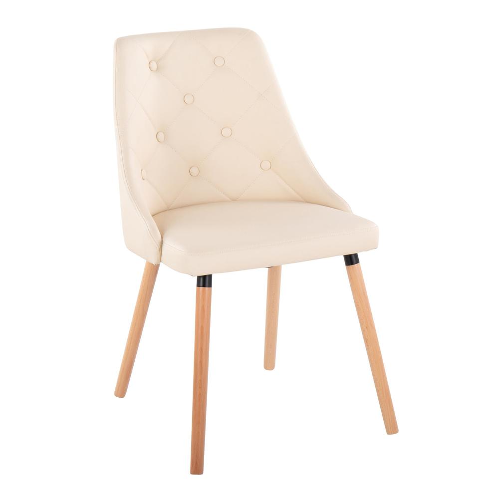 Natural Wood, Cream PU Giovanni Chair - Set of 2. Picture 2