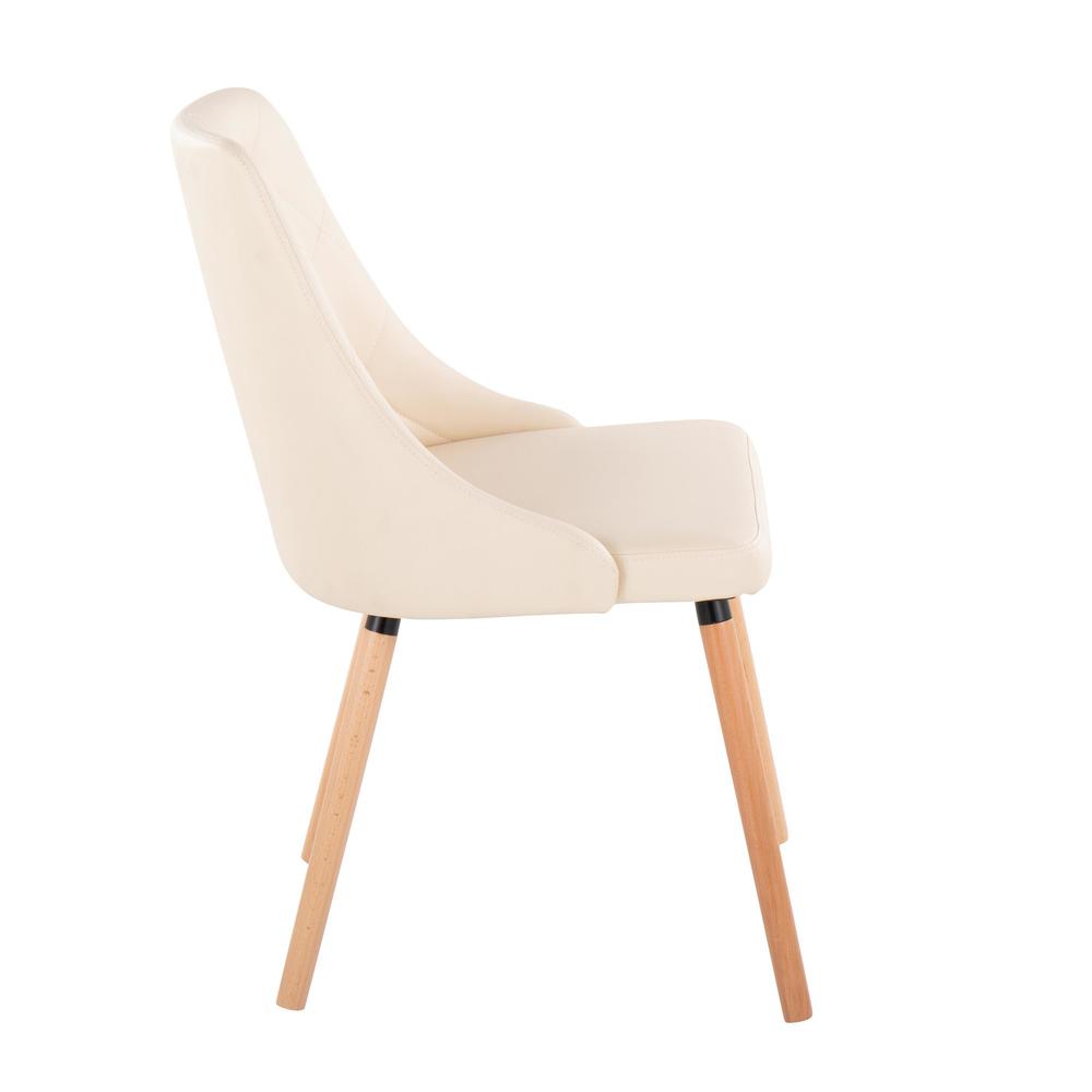 Natural Wood, Cream PU Giovanni Chair - Set of 2. Picture 3