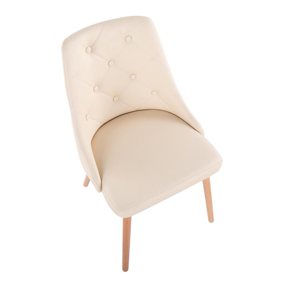Natural Wood, Cream PU Giovanni Chair - Set of 2. Picture 7