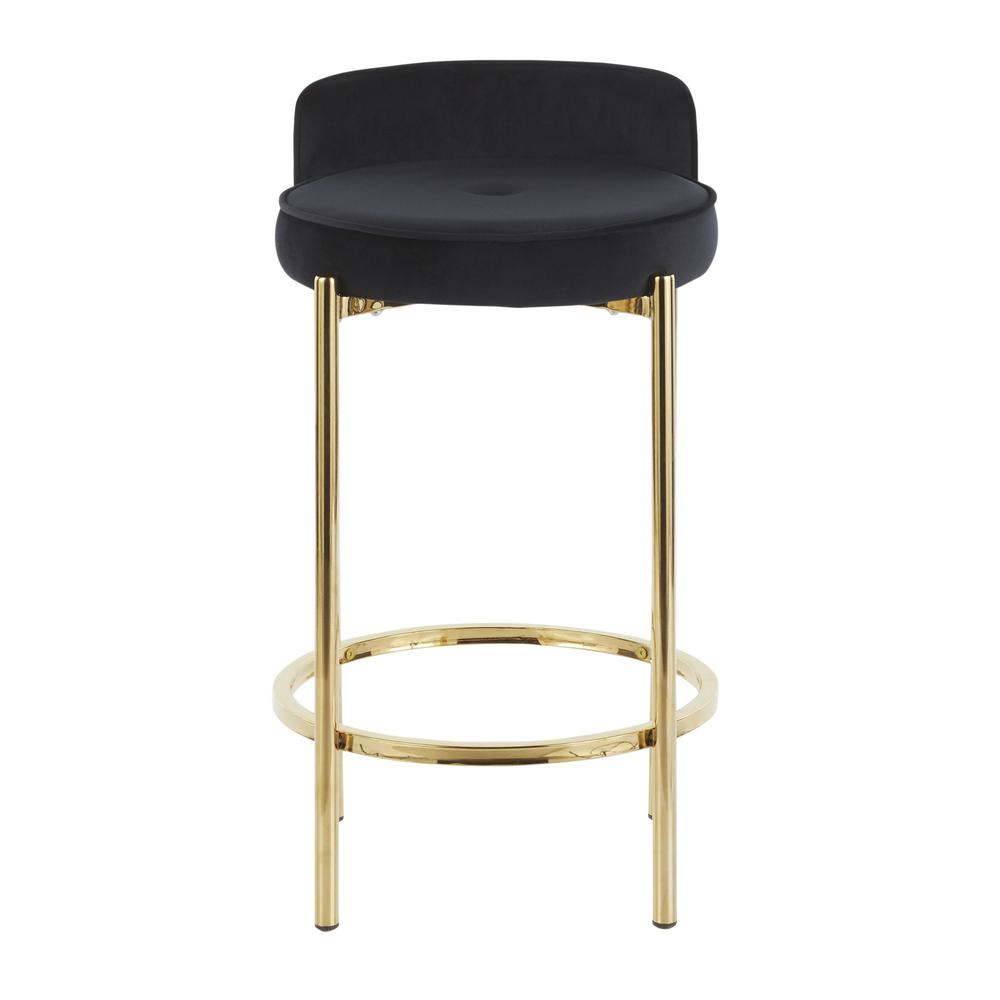 Gold Metal, Black Velvet Chloe Counter Stool - Set of 2. Picture 6
