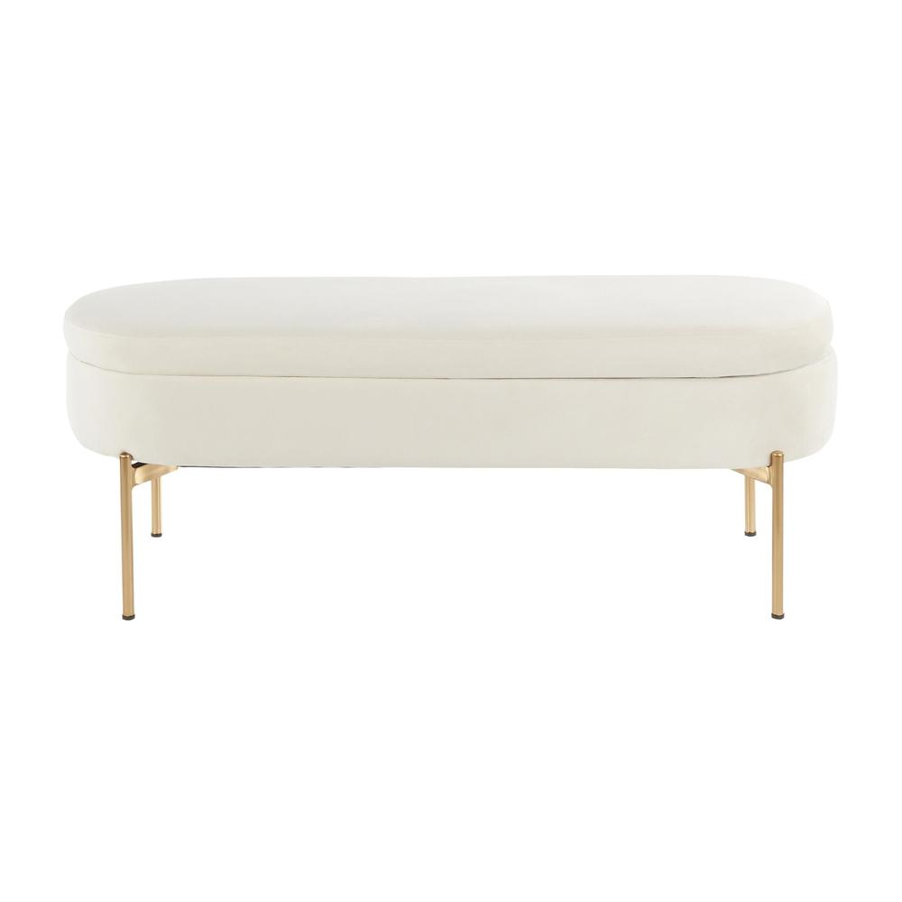 Gold Metal, Cream Velvet Chloe Storage Bench. Picture 6