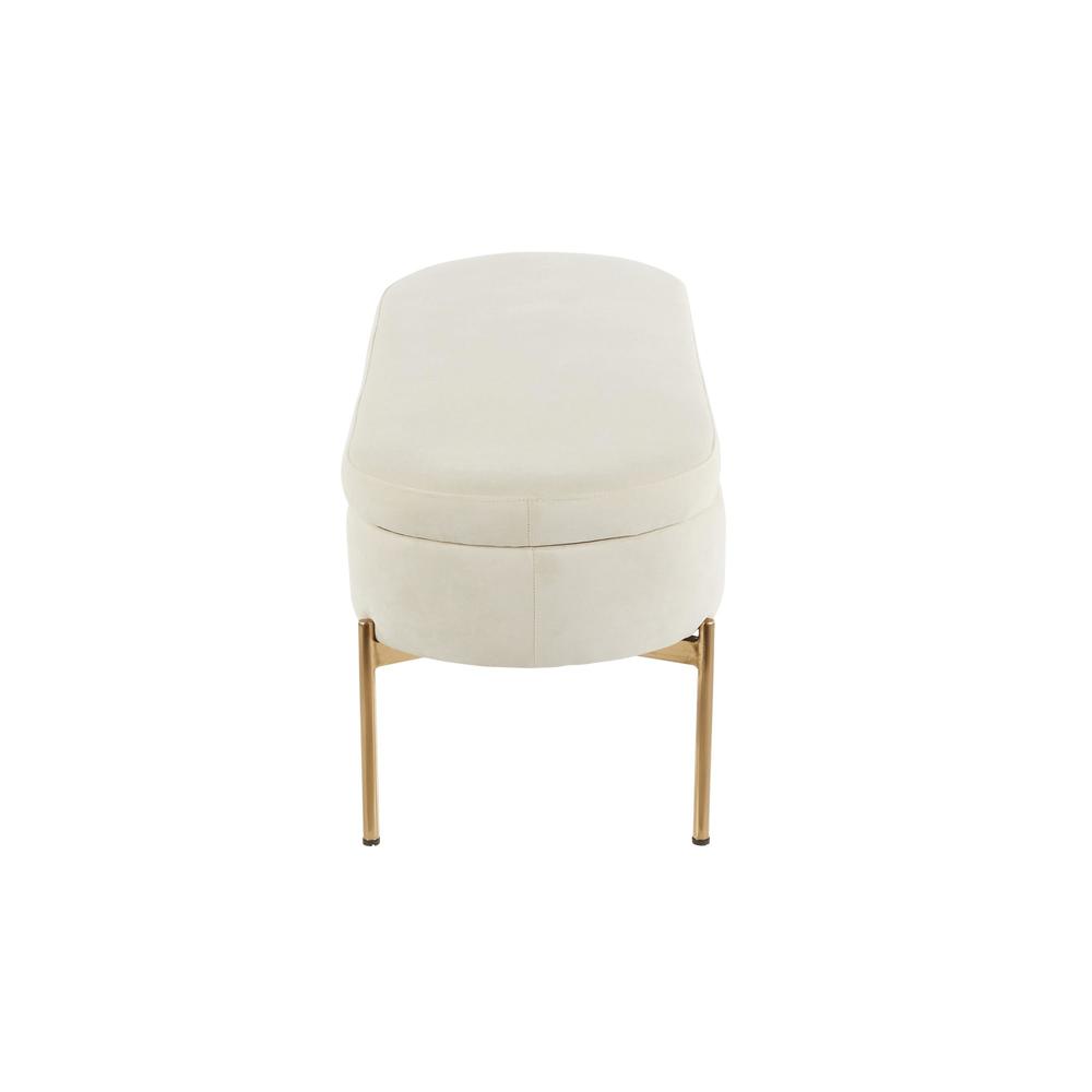 Gold Metal, Cream Velvet Chloe Storage Bench. Picture 3