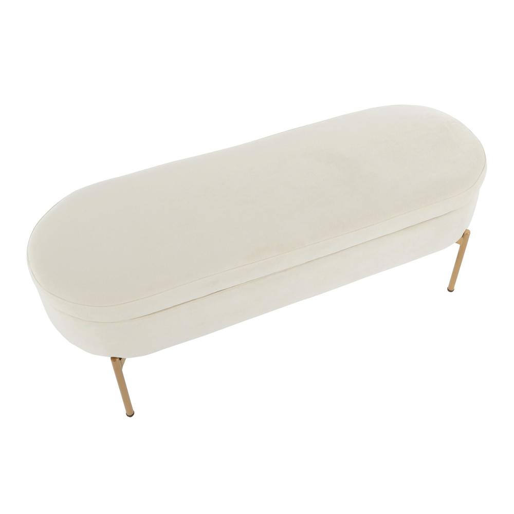 Gold Metal, Cream Velvet Chloe Storage Bench. Picture 7