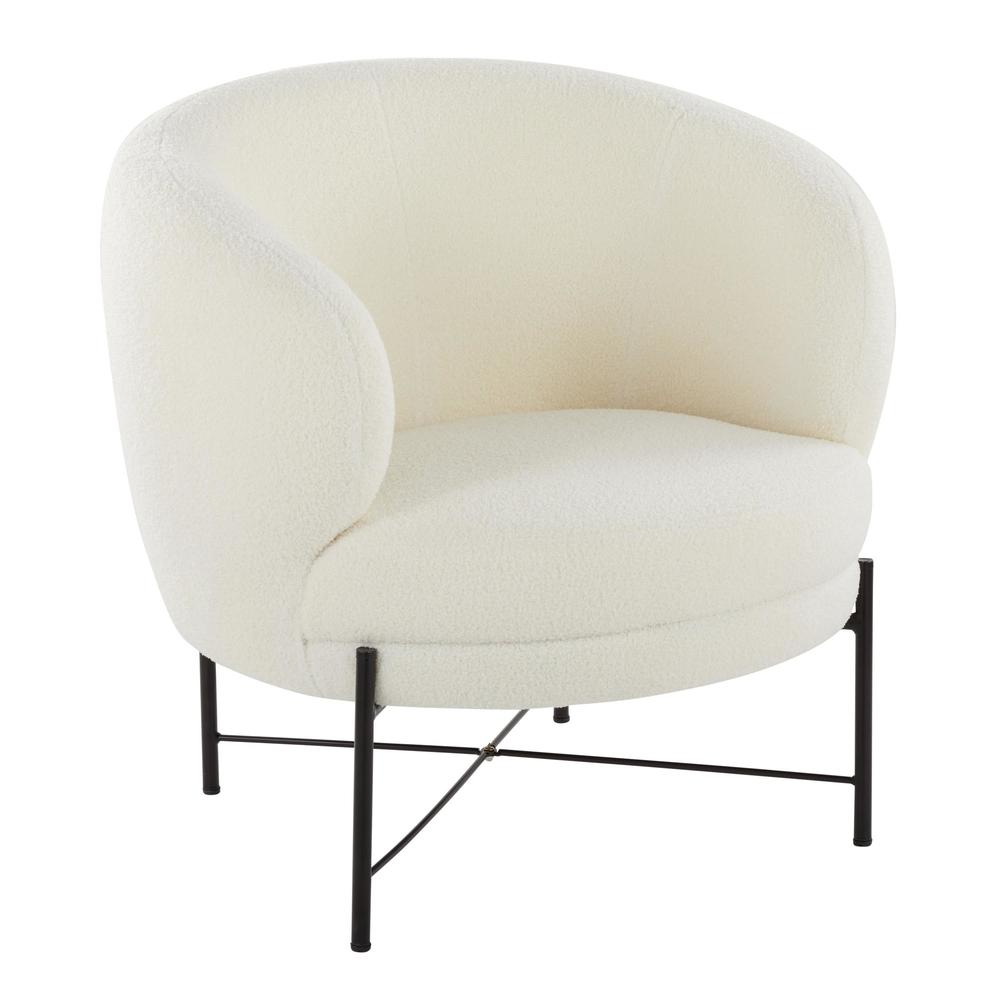 Black Metal, White Sherpa Chloe Accent Chair. Picture 1