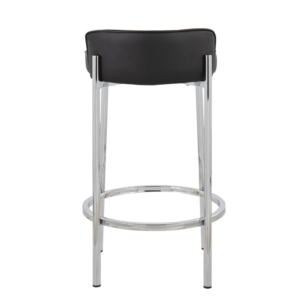 Chrome, Black PU Chloe Counter Stool - Set of 2. Picture 5
