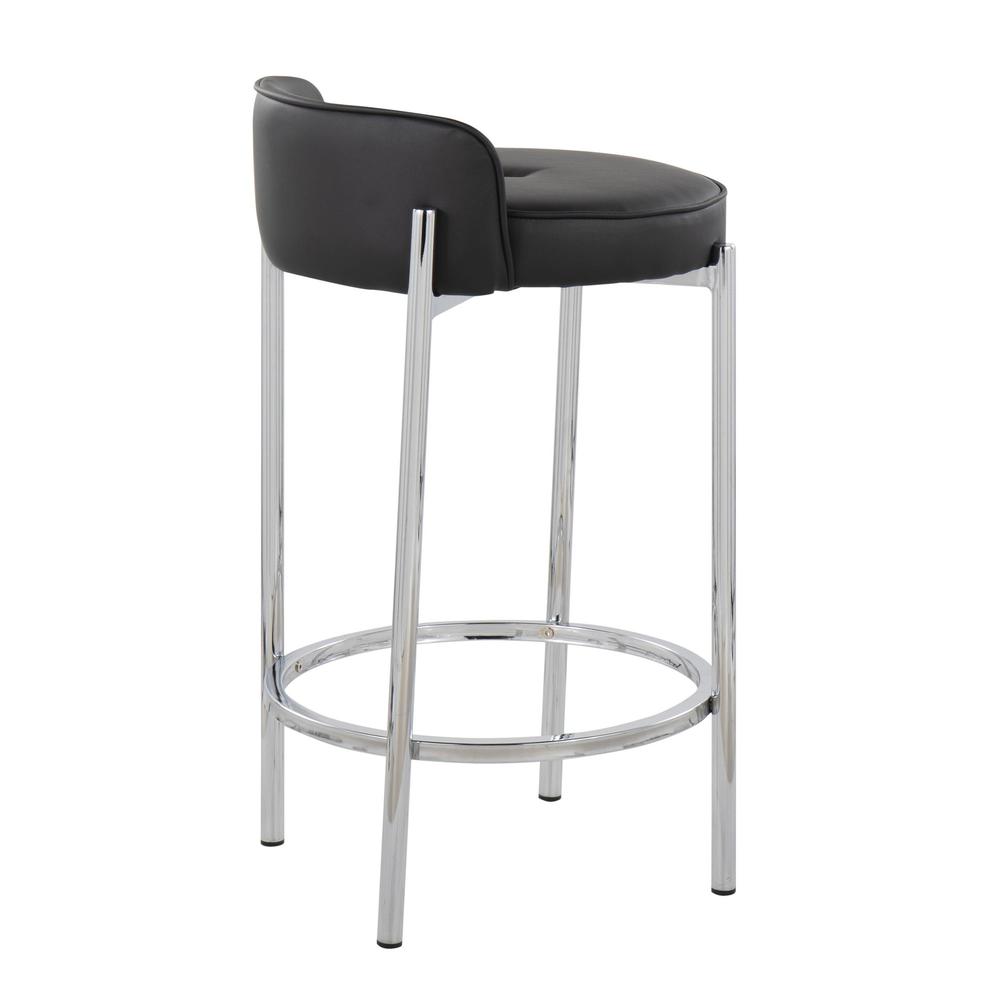 Chrome, Black PU Chloe Counter Stool - Set of 2. Picture 4