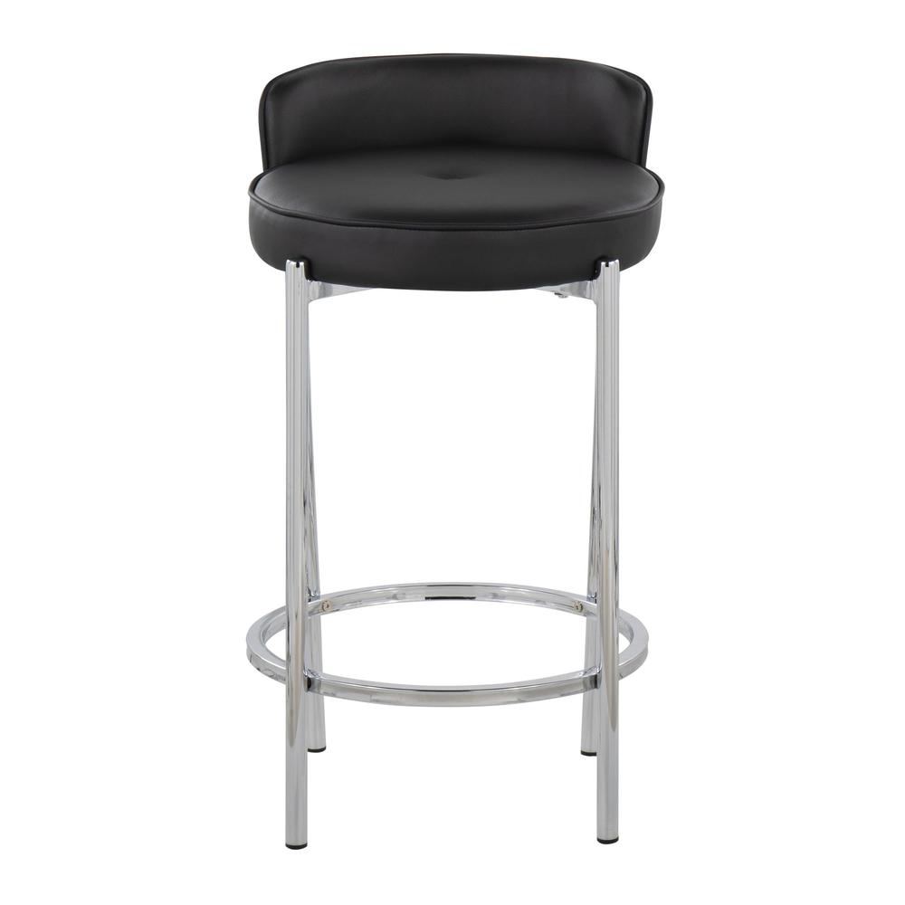 Chrome, Black PU Chloe Counter Stool - Set of 2. Picture 6