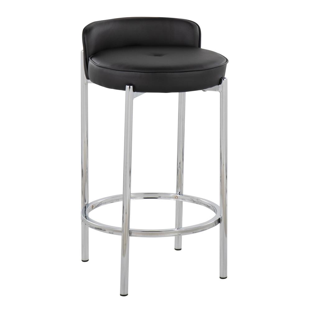 Chrome, Black PU Chloe Counter Stool - Set of 2. Picture 2