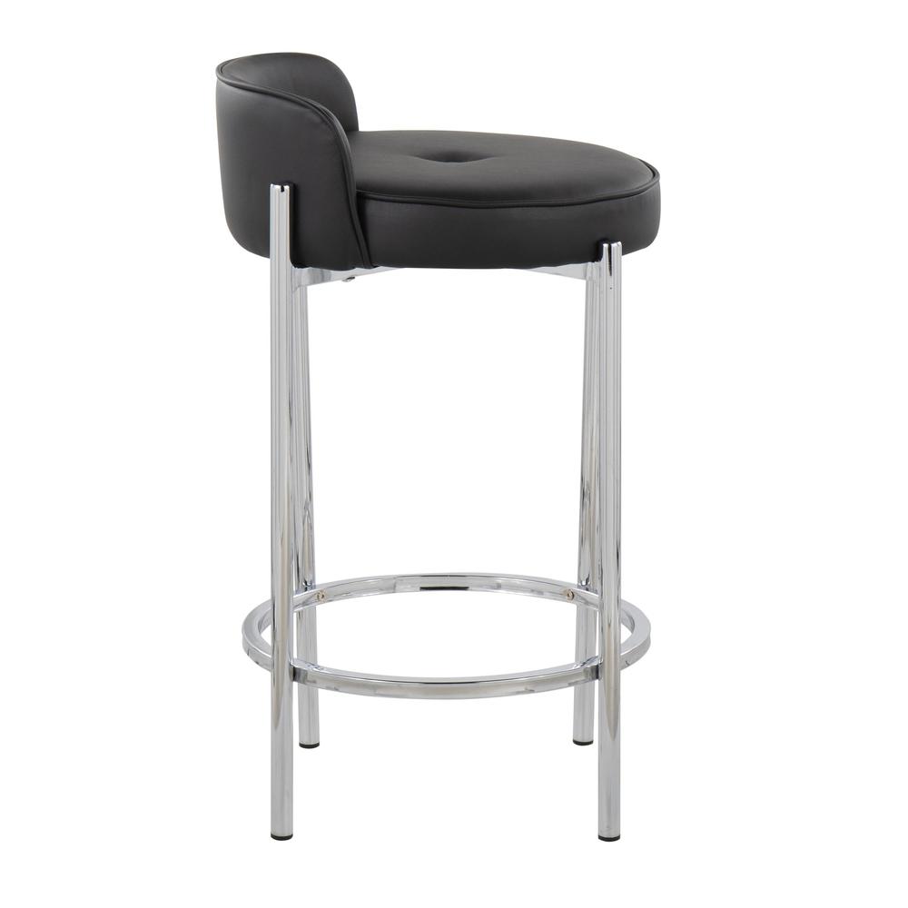 Chrome, Black PU Chloe Counter Stool - Set of 2. Picture 3