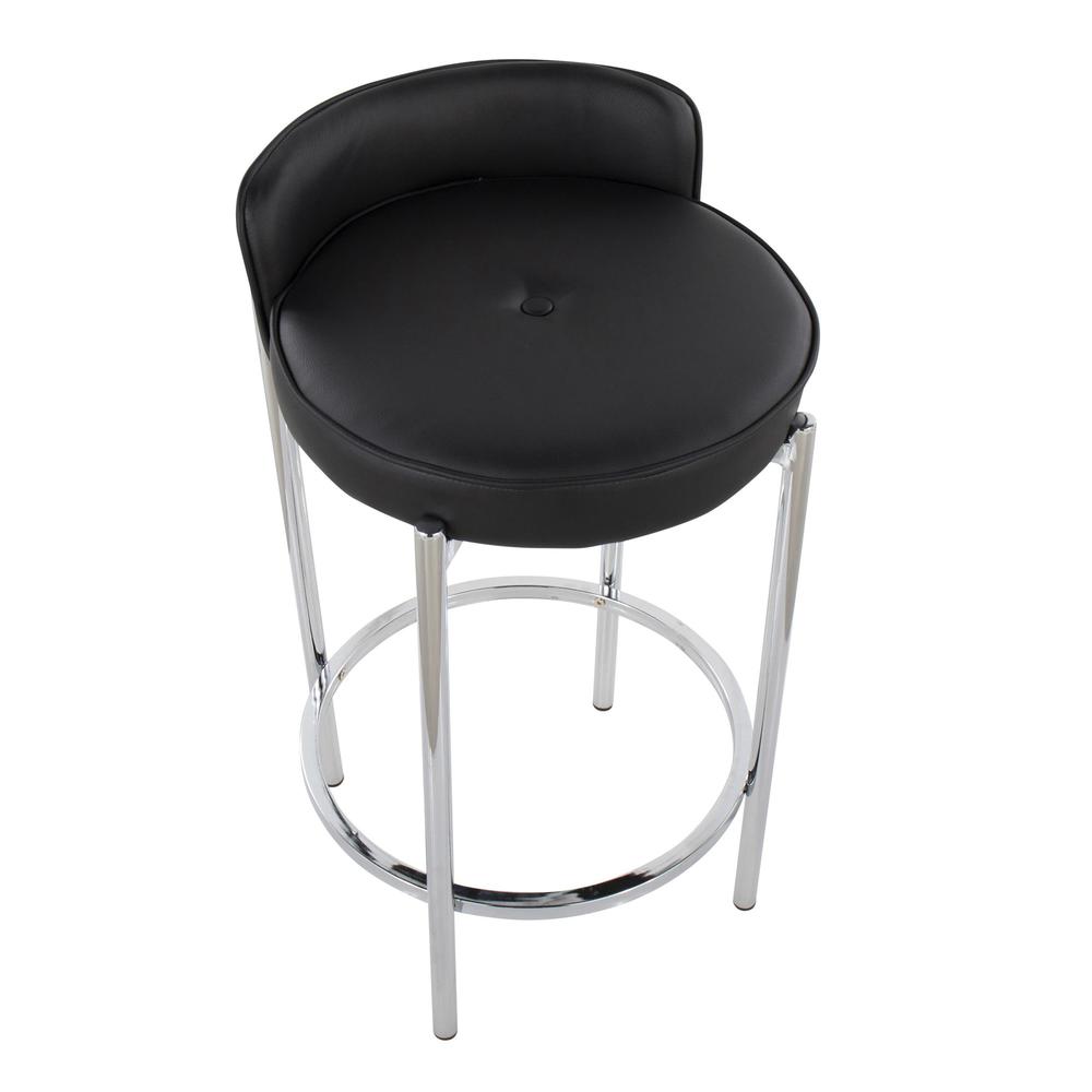 Chrome, Black PU Chloe Counter Stool - Set of 2. Picture 7