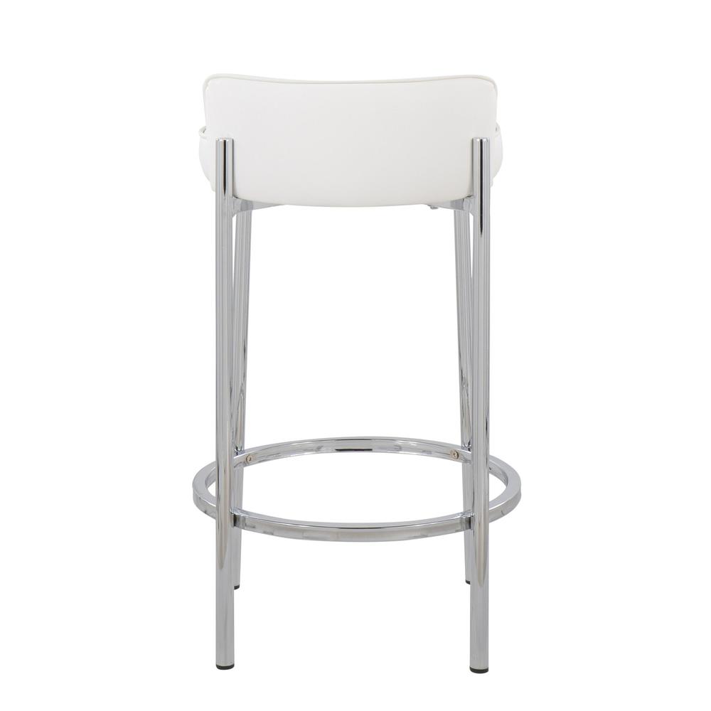 Chrome, White PU Chloe Counter Stool - Set of 2. Picture 5
