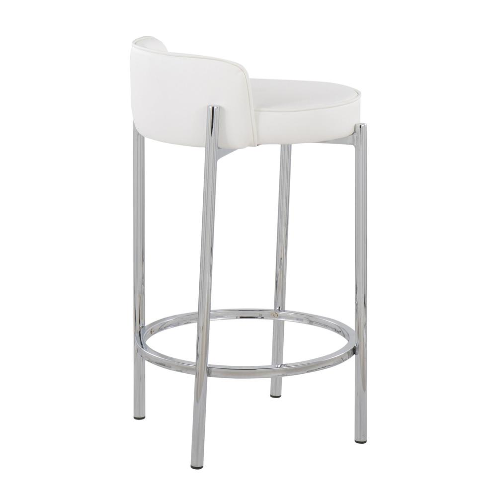 Chrome, White PU Chloe Counter Stool - Set of 2. Picture 4