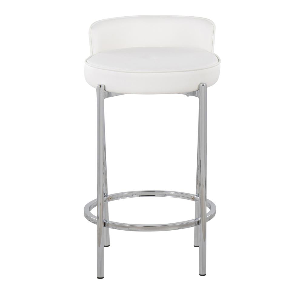 Chrome, White PU Chloe Counter Stool - Set of 2. Picture 6