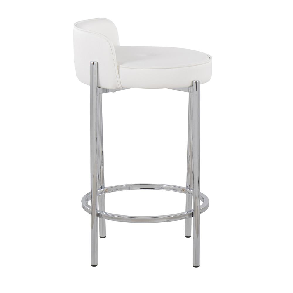 Chrome, White PU Chloe Counter Stool - Set of 2. Picture 3