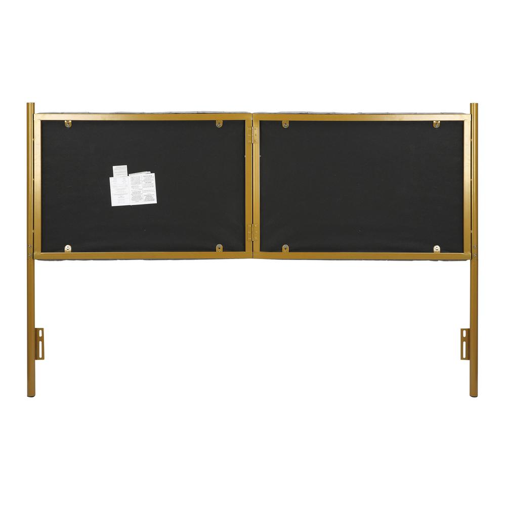 Gold Steel, Grey Velvet Chloe Headboard. Picture 4