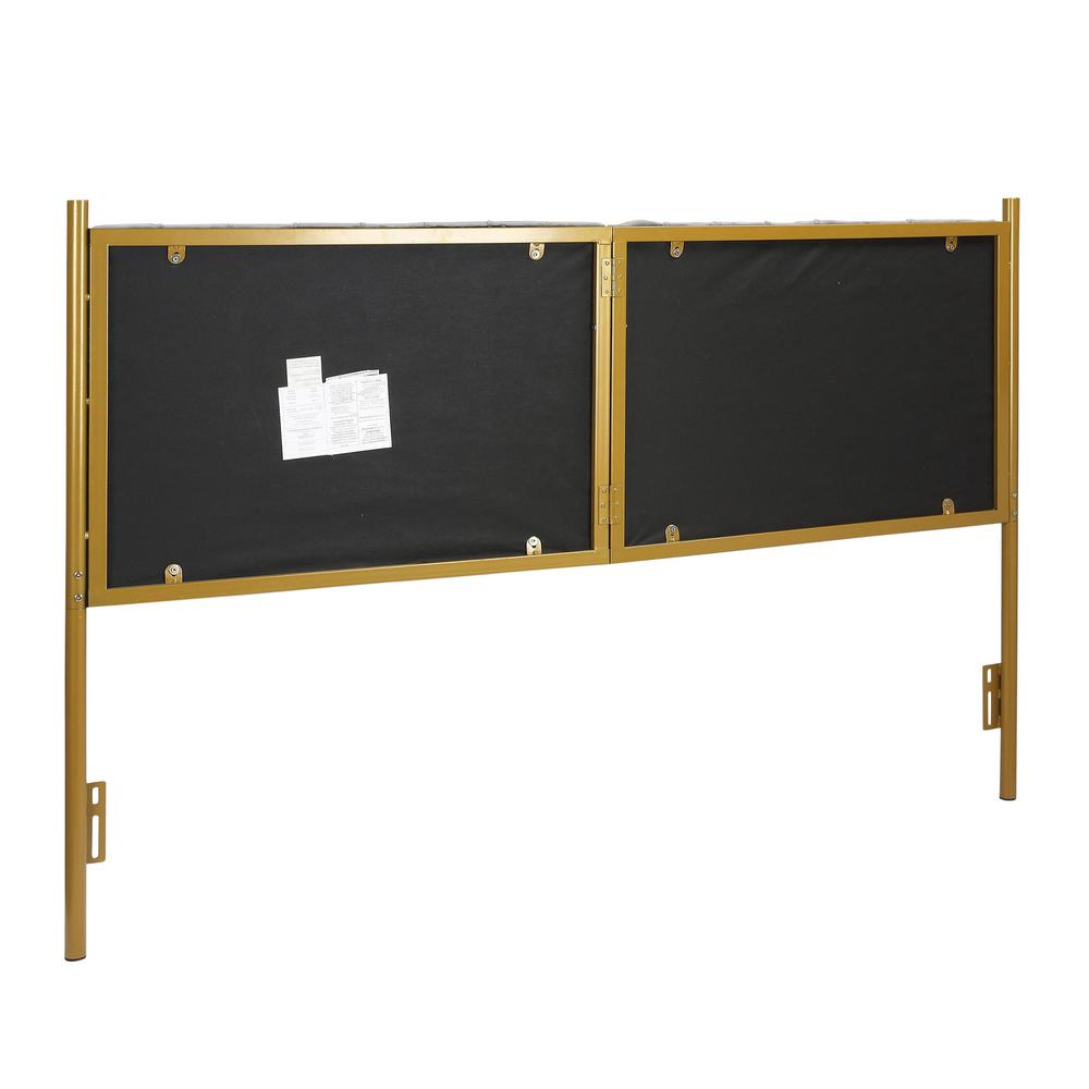 Gold Steel, Grey Velvet Chloe Headboard. Picture 3