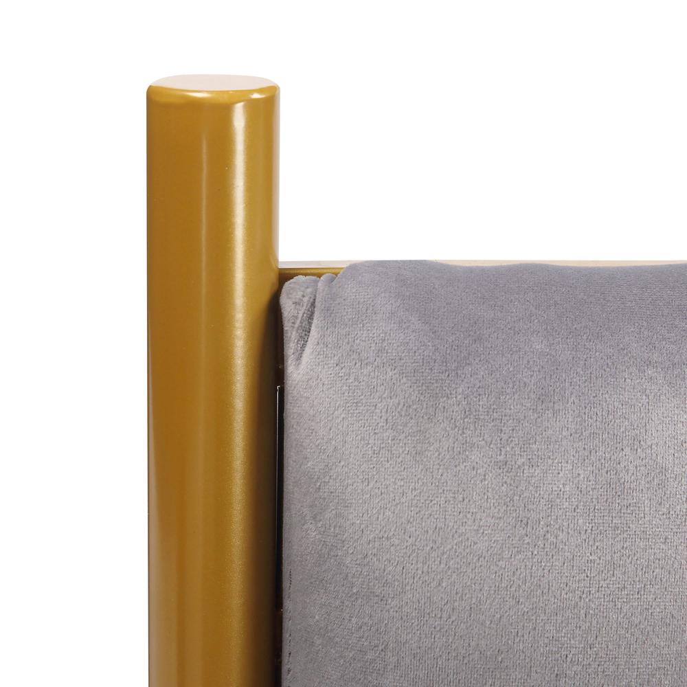 Gold Steel, Grey Velvet Chloe Headboard. Picture 7