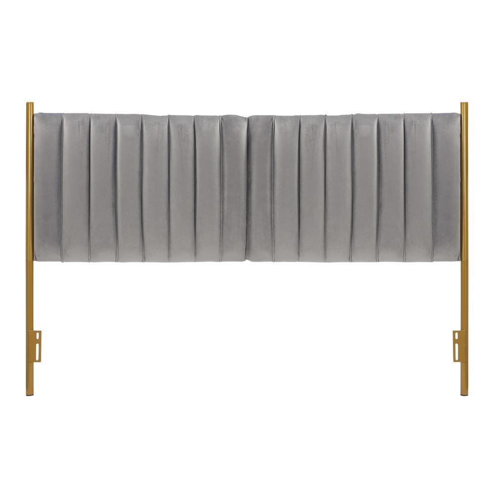 Gold Steel, Grey Velvet Chloe Headboard. Picture 5