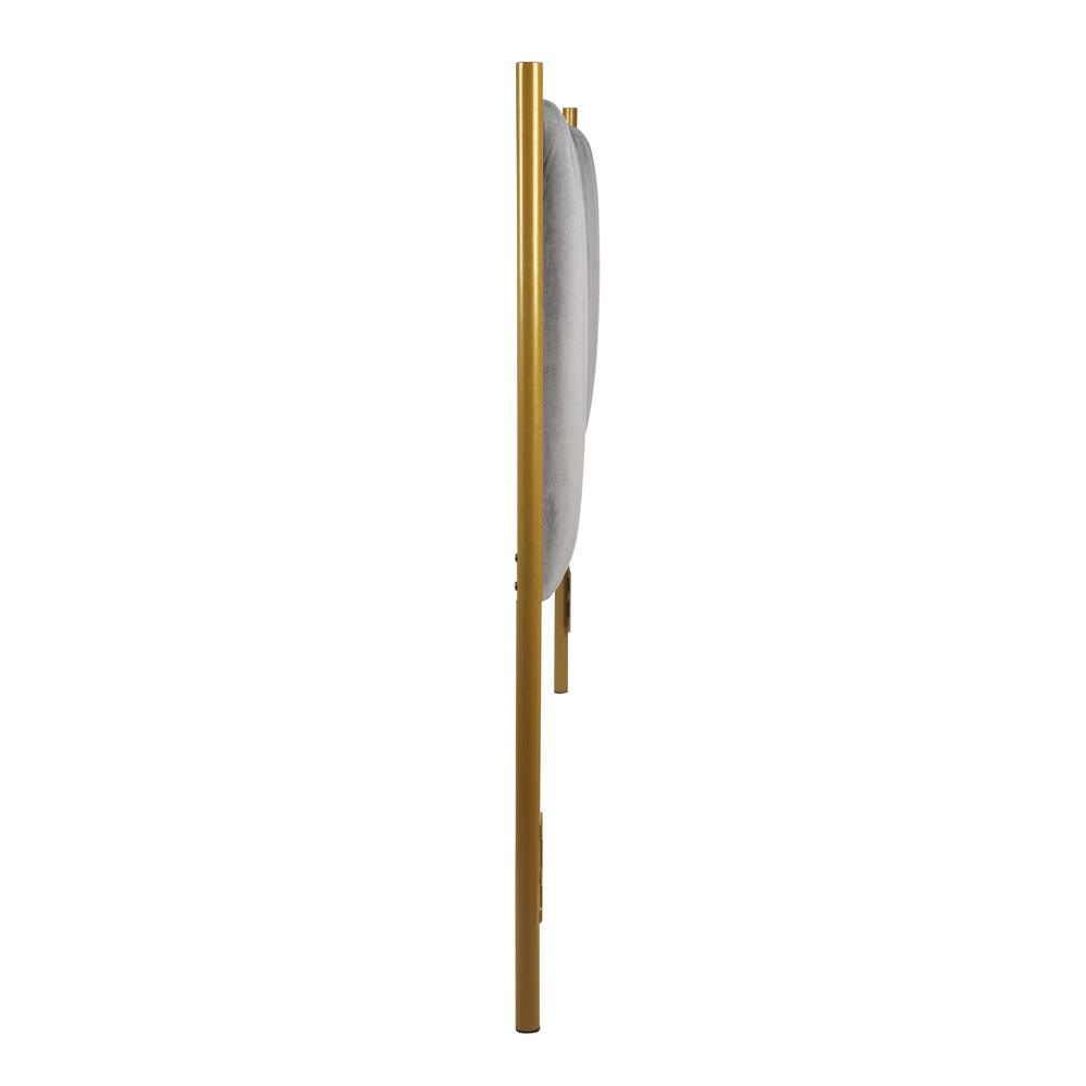 Gold Steel, Grey Velvet Chloe Headboard. Picture 2