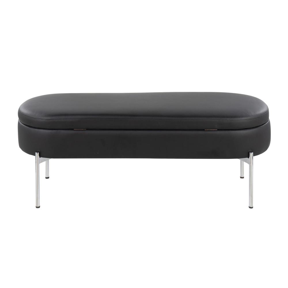 Chrome, Black PU Chloe Storage Bench. Picture 5