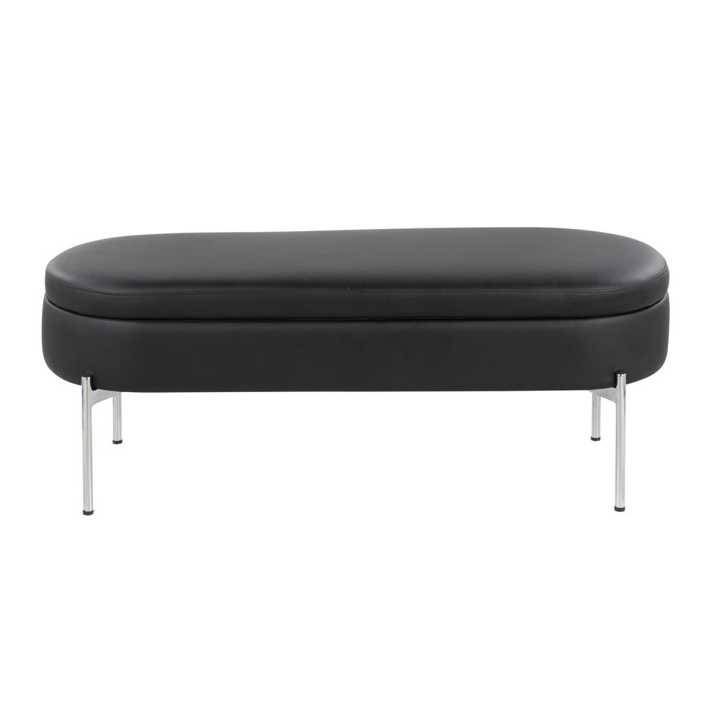 Chrome, Black PU Chloe Storage Bench. Picture 6
