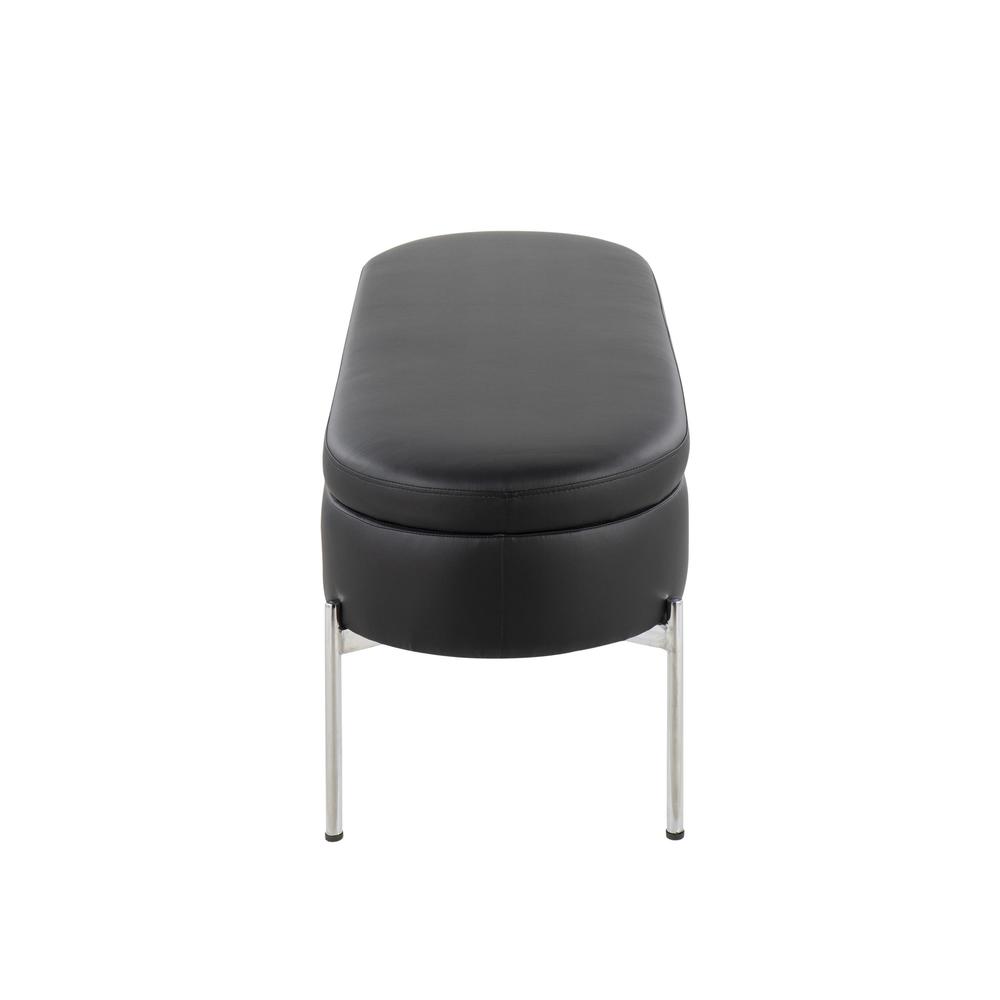 Chrome, Black PU Chloe Storage Bench. Picture 3