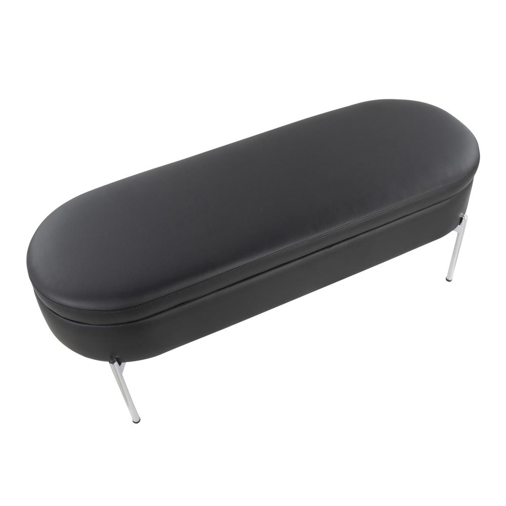 Chrome, Black PU Chloe Storage Bench. Picture 7