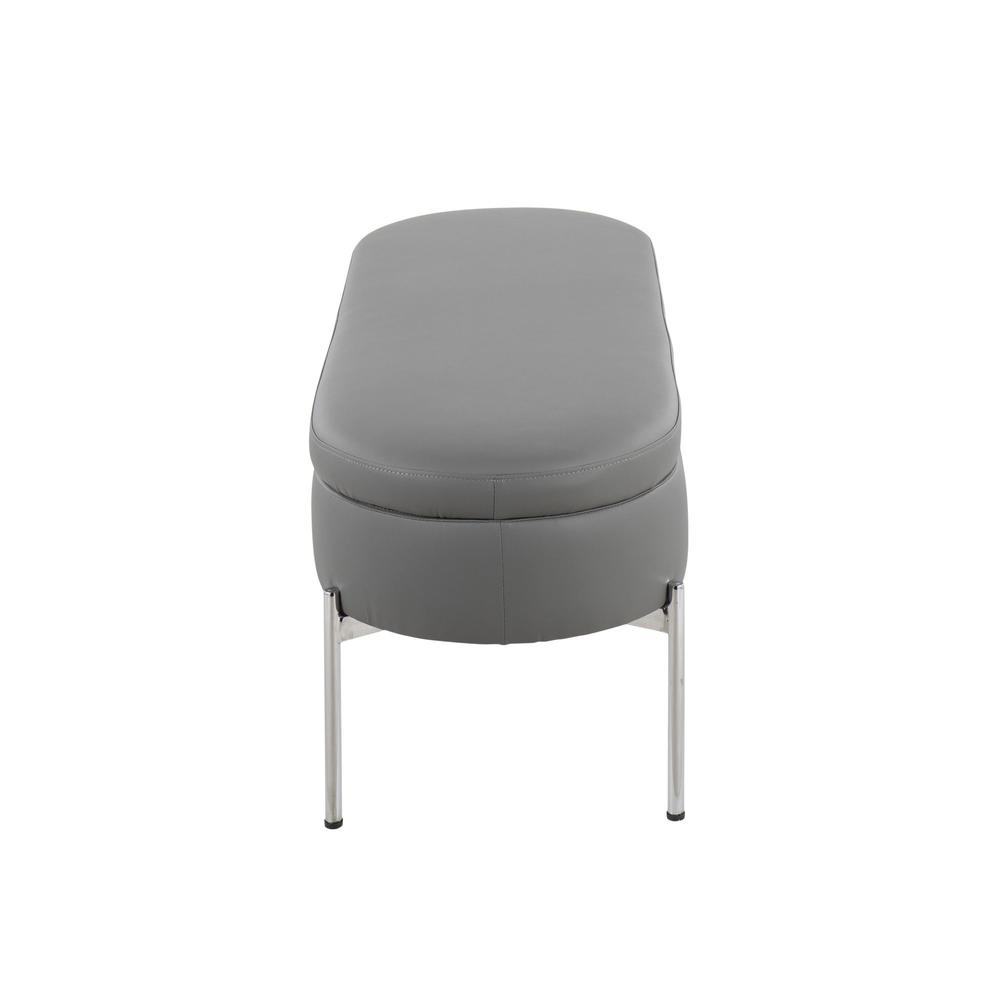 Chrome, Grey PU Chloe Storage Bench. Picture 3