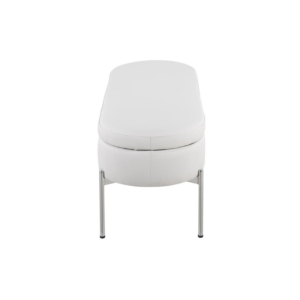 Chrome, White PU Chloe Storage Bench. Picture 3