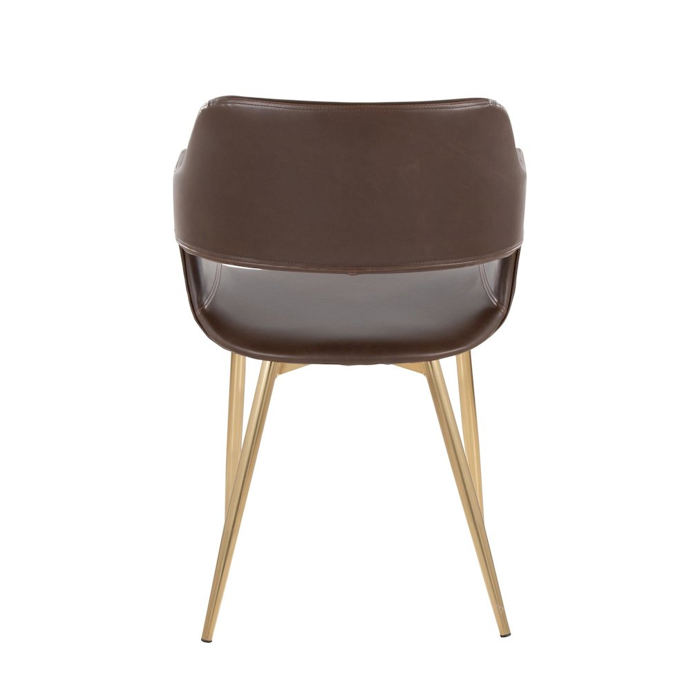 Margarite Dining Chair - Set of 2 in Gold Metal, Espresso PU color. Picture 5
