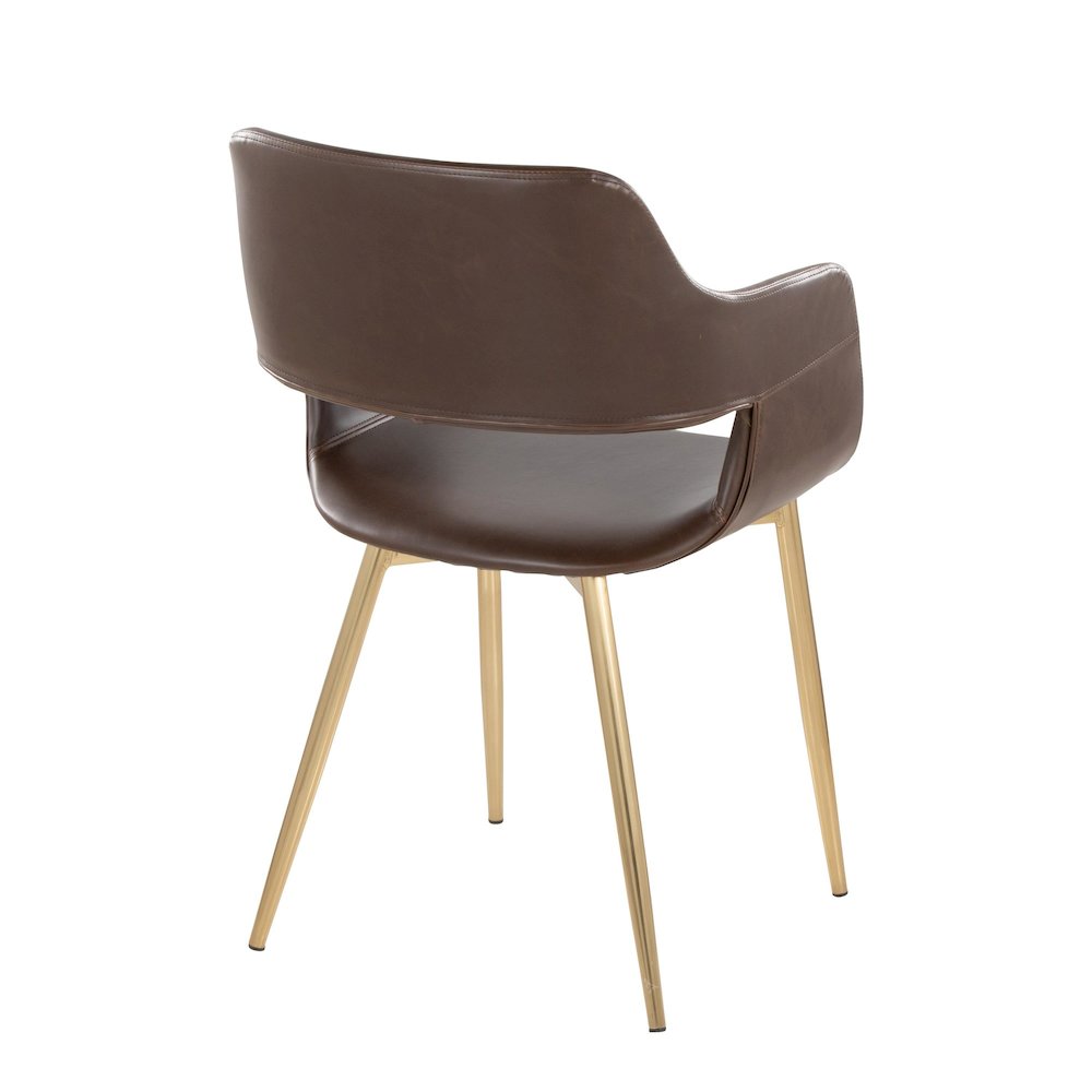 Margarite Dining Chair - Set of 2 in Gold Metal, Espresso PU color. Picture 4