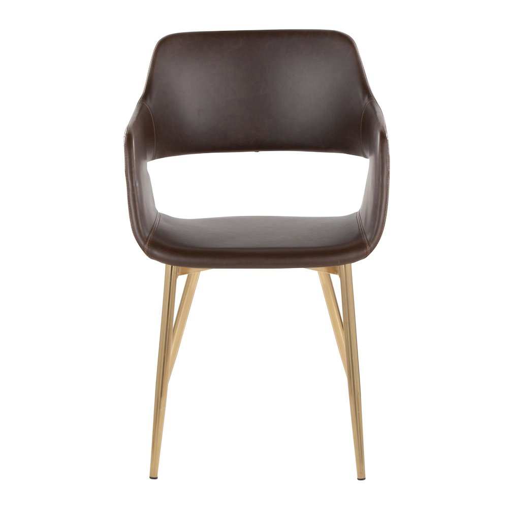 Margarite Dining Chair - Set of 2 in Gold Metal, Espresso PU color. Picture 6