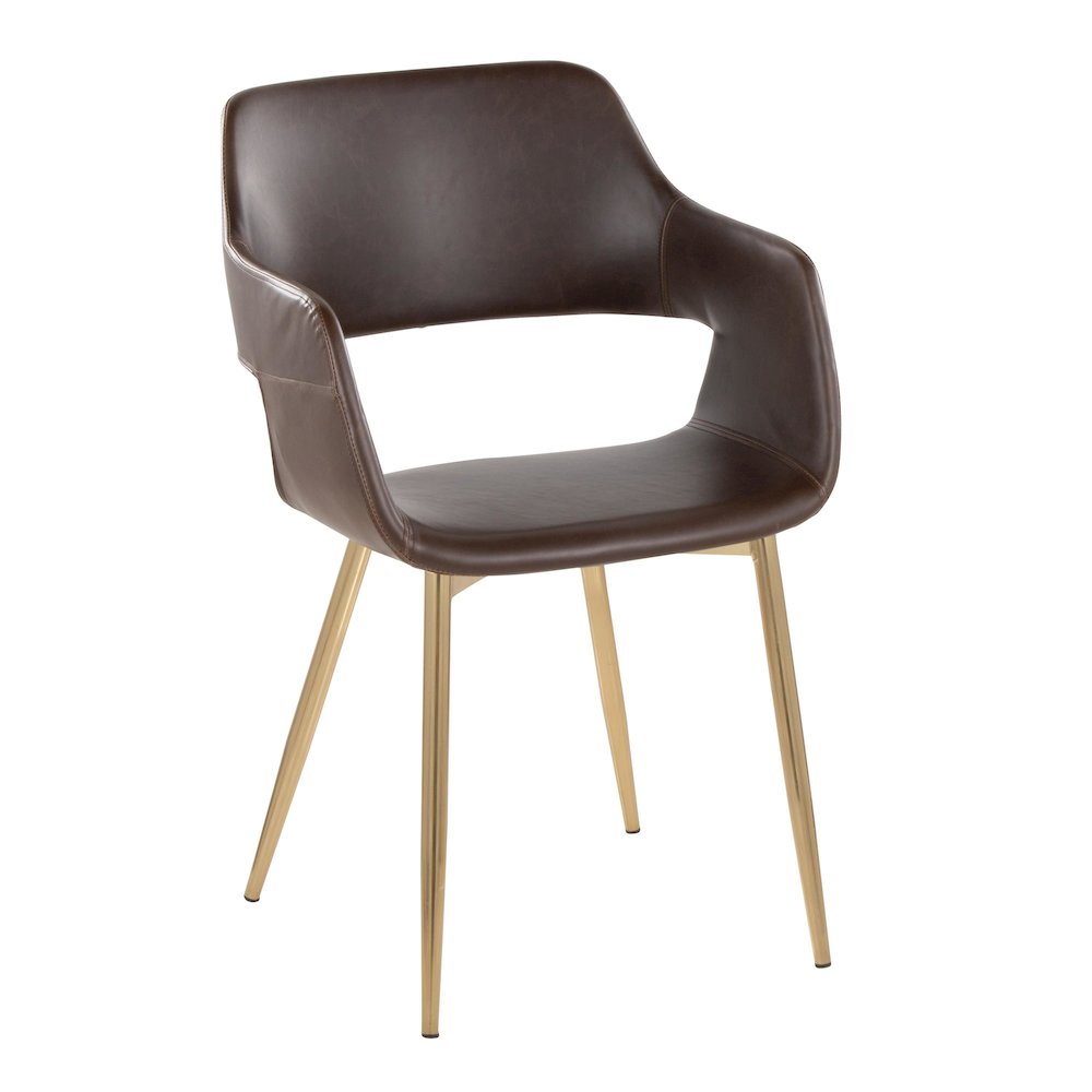 Margarite Dining Chair - Set of 2 in Gold Metal, Espresso PU color. Picture 2