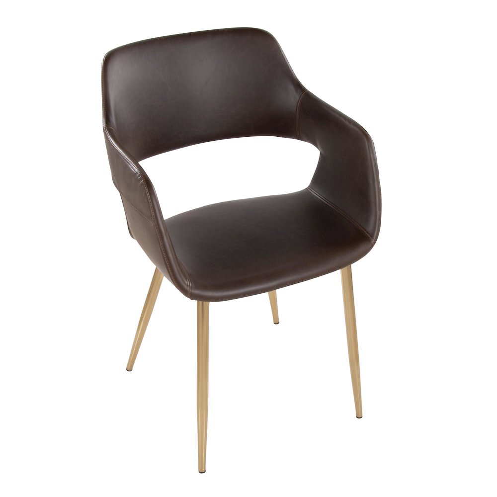 Margarite Dining Chair - Set of 2 in Gold Metal, Espresso PU color. Picture 7