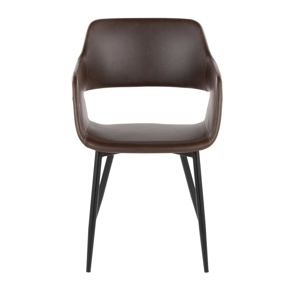 Margarite Dining Chair - Set of 2 in Black Metal, Espresso PU color. Picture 6