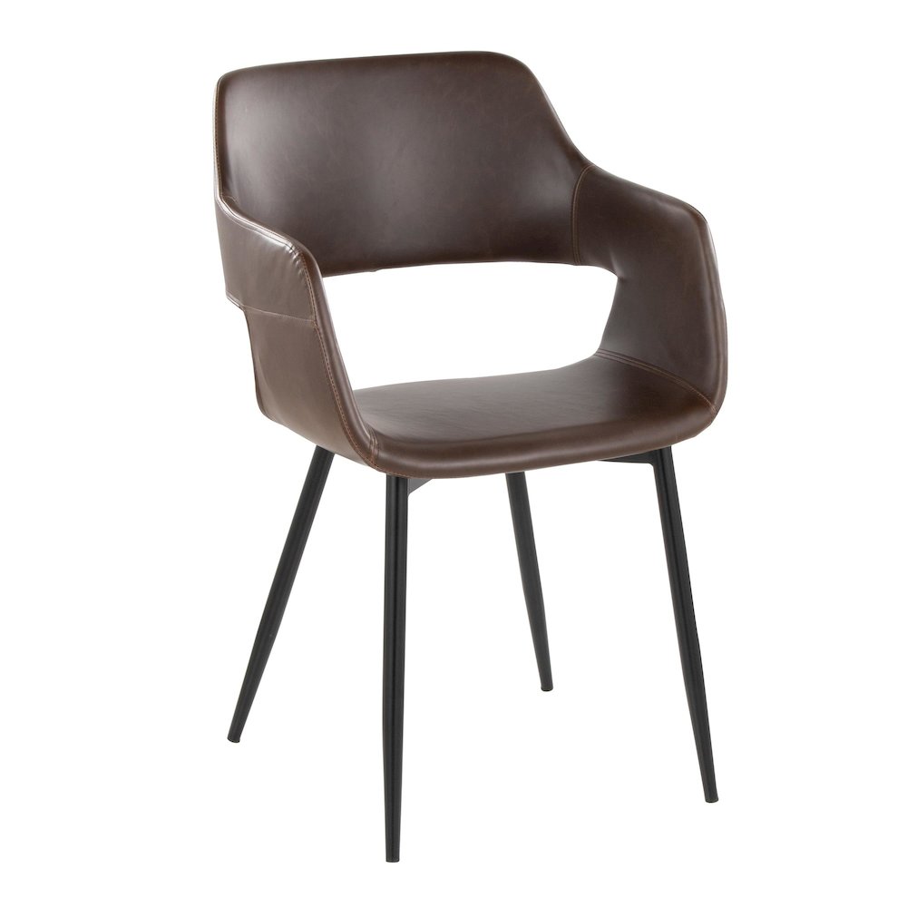 Margarite Dining Chair - Set of 2 in Black Metal, Espresso PU color. Picture 2